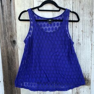 Massimo 🐰 Blue Eyelet Tank Top Sheer Cover Up